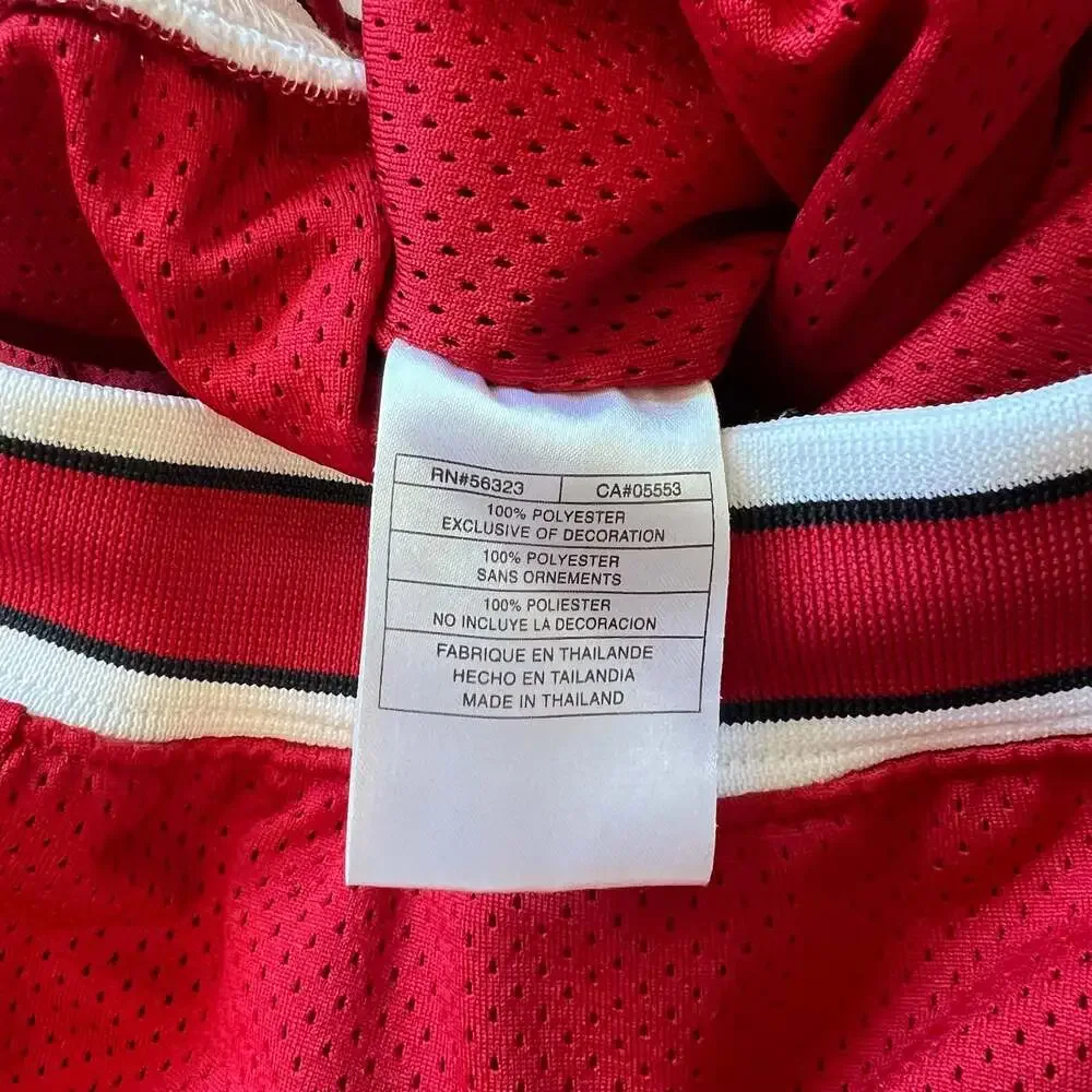 Vintage 80s/90s OG Air Jordan Wings Mesh Basketball Shorts Red & White Size L